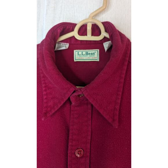 Vintage L.L. Bean red chamois shirt shacket button down pockets sz 16.5 - Picture 7 of 9